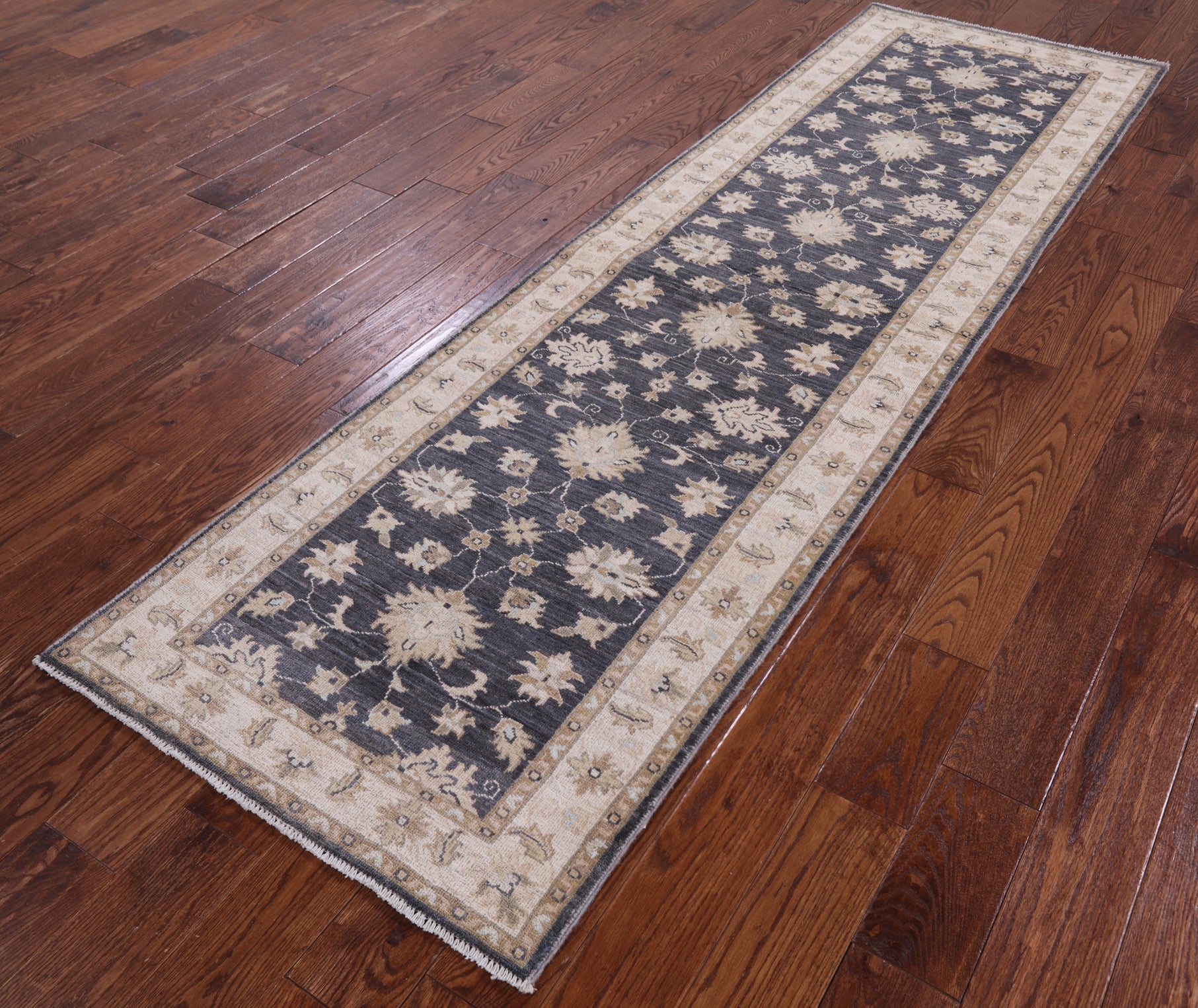 Grey Turkish Oushak Handmade Wool Runner Rug - 2' 8" X 9' 7" - Golden Nile