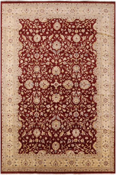 Red Peshawar Hand Knotted Area Rug - 12' 2" X 18' 1" - Golden Nile