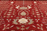 Red Peshawar Hand Knotted Area Rug - 12' 0" X 14' 10" - Golden Nile