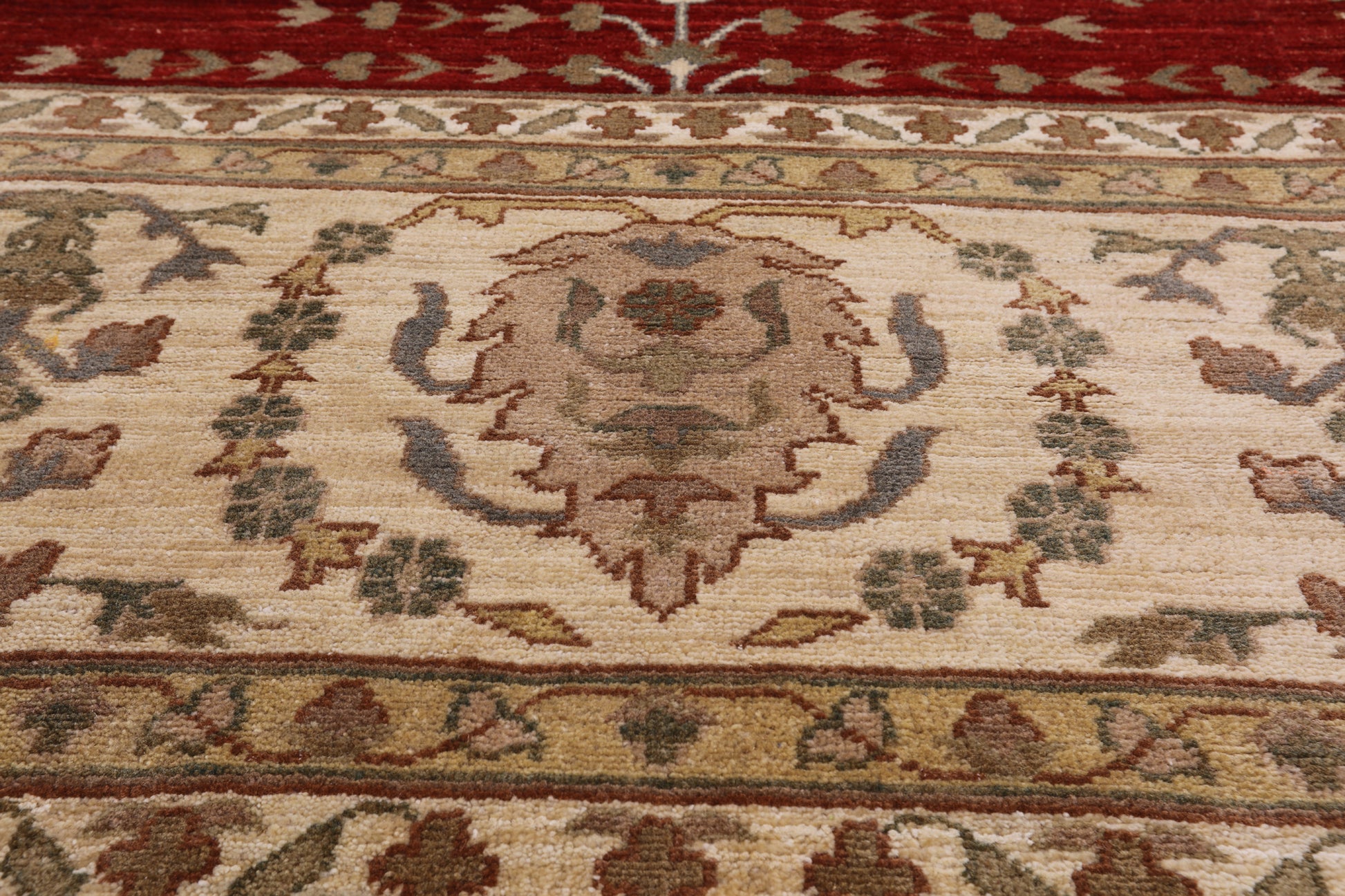 Red Peshawar Hand Knotted Area Rug - 12' 0" X 14' 10" - Golden Nile