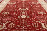 Red Peshawar Hand Knotted Area Rug - 12' 0" X 14' 10" - Golden Nile