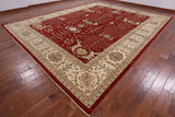 Red Peshawar Hand Knotted Area Rug - 12' 0" X 14' 10" - Golden Nile