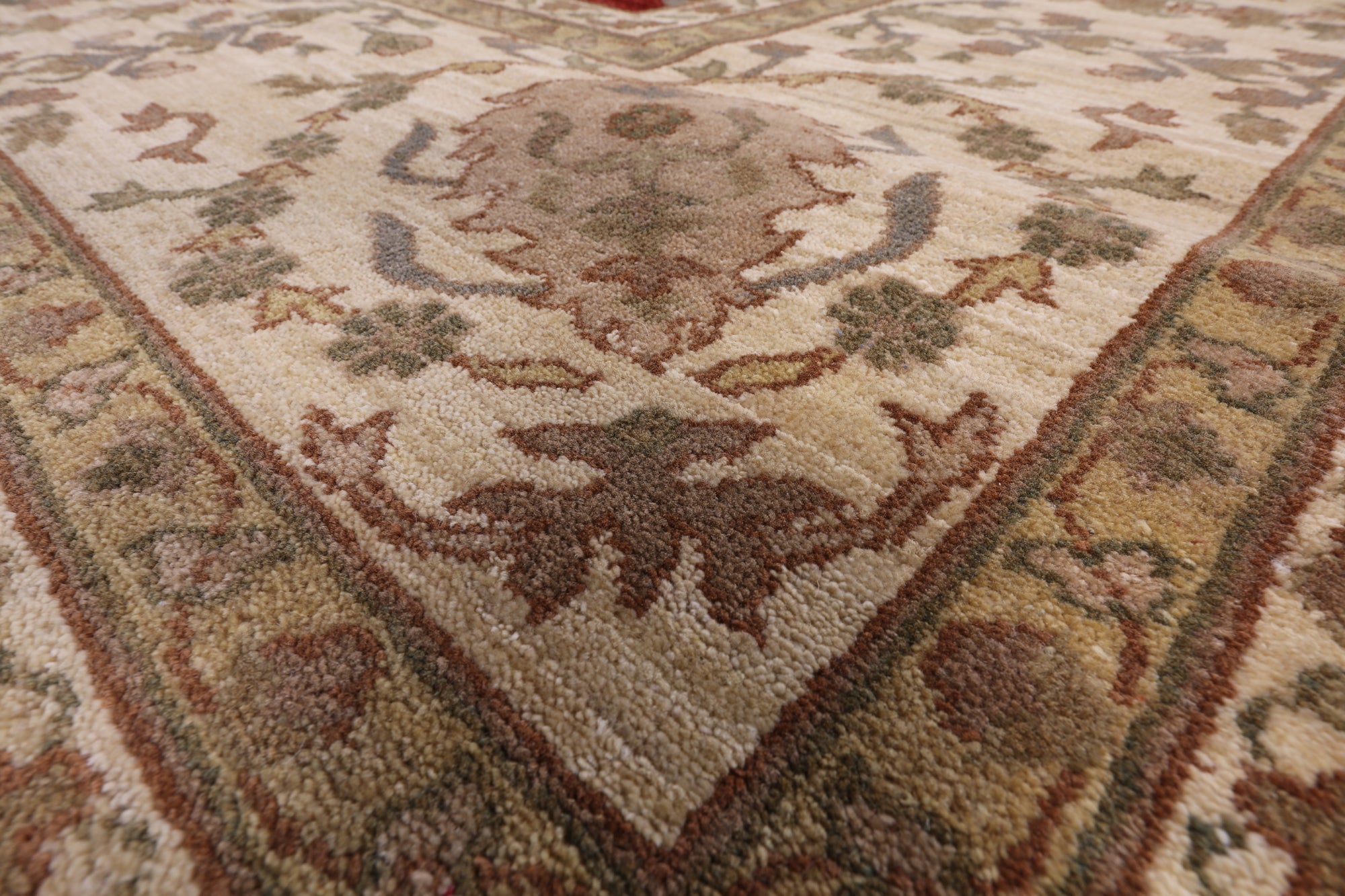 Red Peshawar Hand Knotted Area Rug - 12' 0" X 14' 10" - Golden Nile
