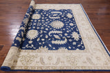 Blue Turkish Oushak Handmade Wool Rug - 7' 10" X 9' 7" - Golden Nile