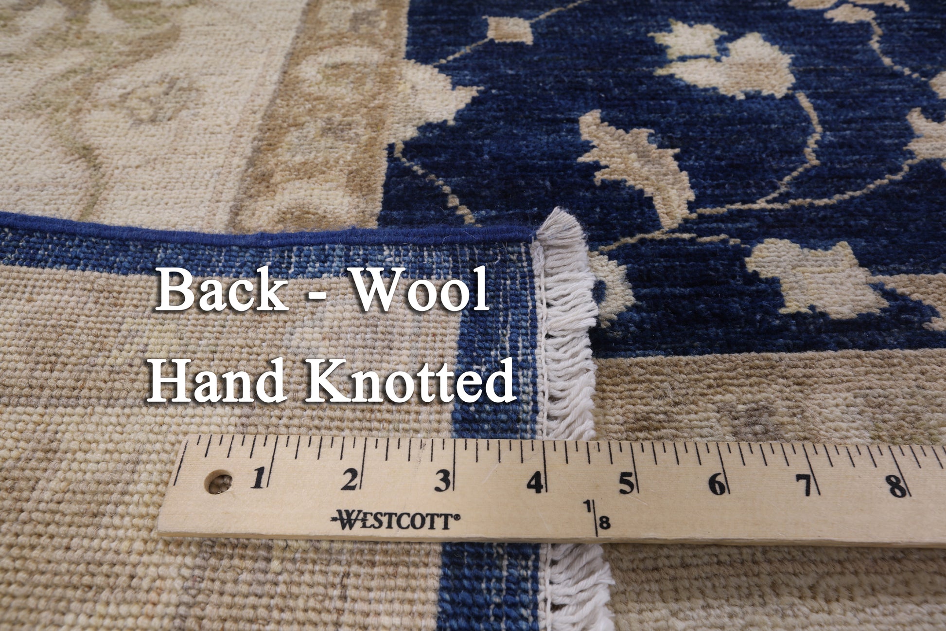 Blue Turkish Oushak Handmade Wool Rug - 7' 10" X 9' 7" - Golden Nile