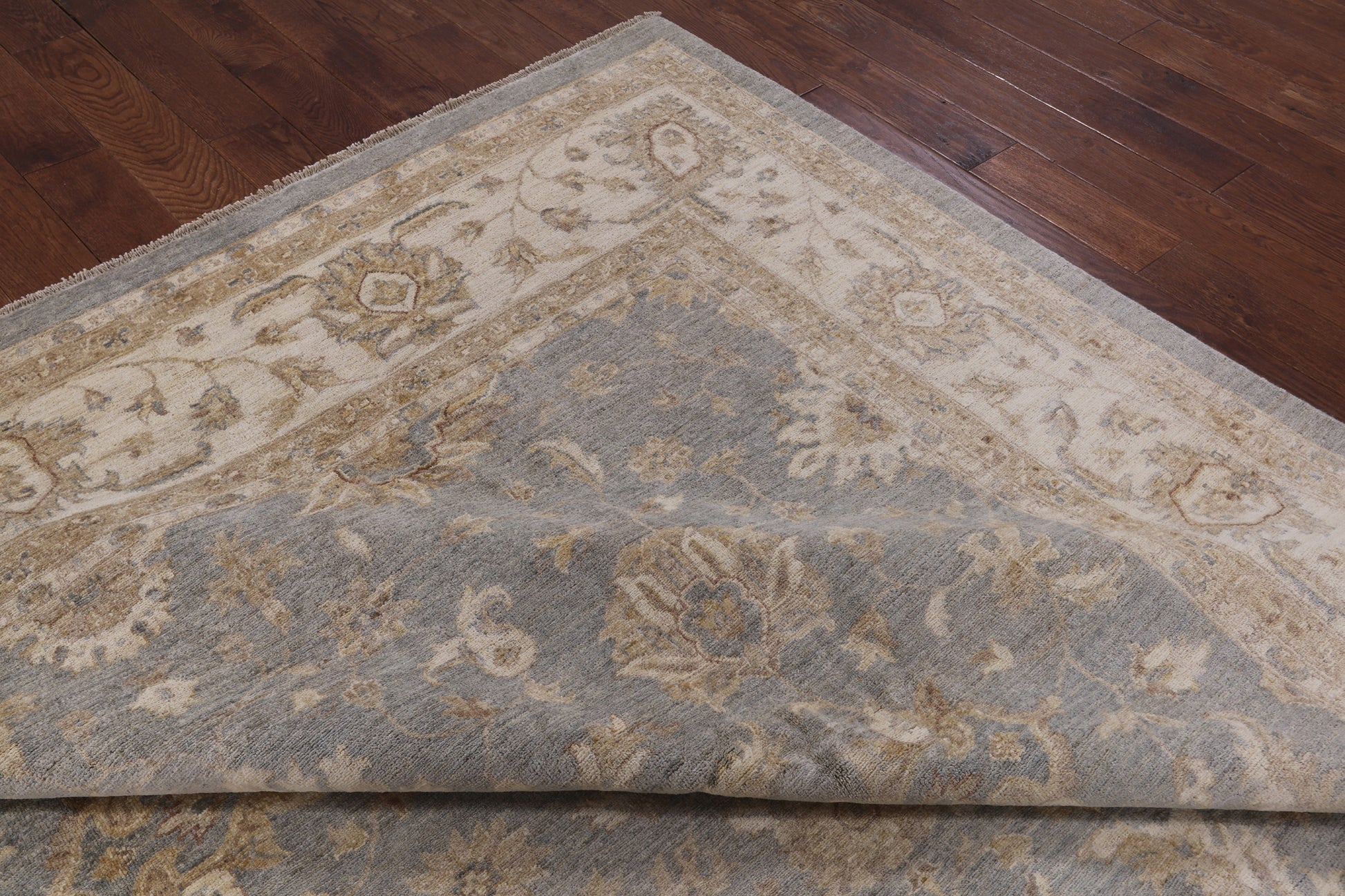Grey Peshawar Hand Knotted Wool Area Rug - 9' 0" X 12' 0" - Golden Nile