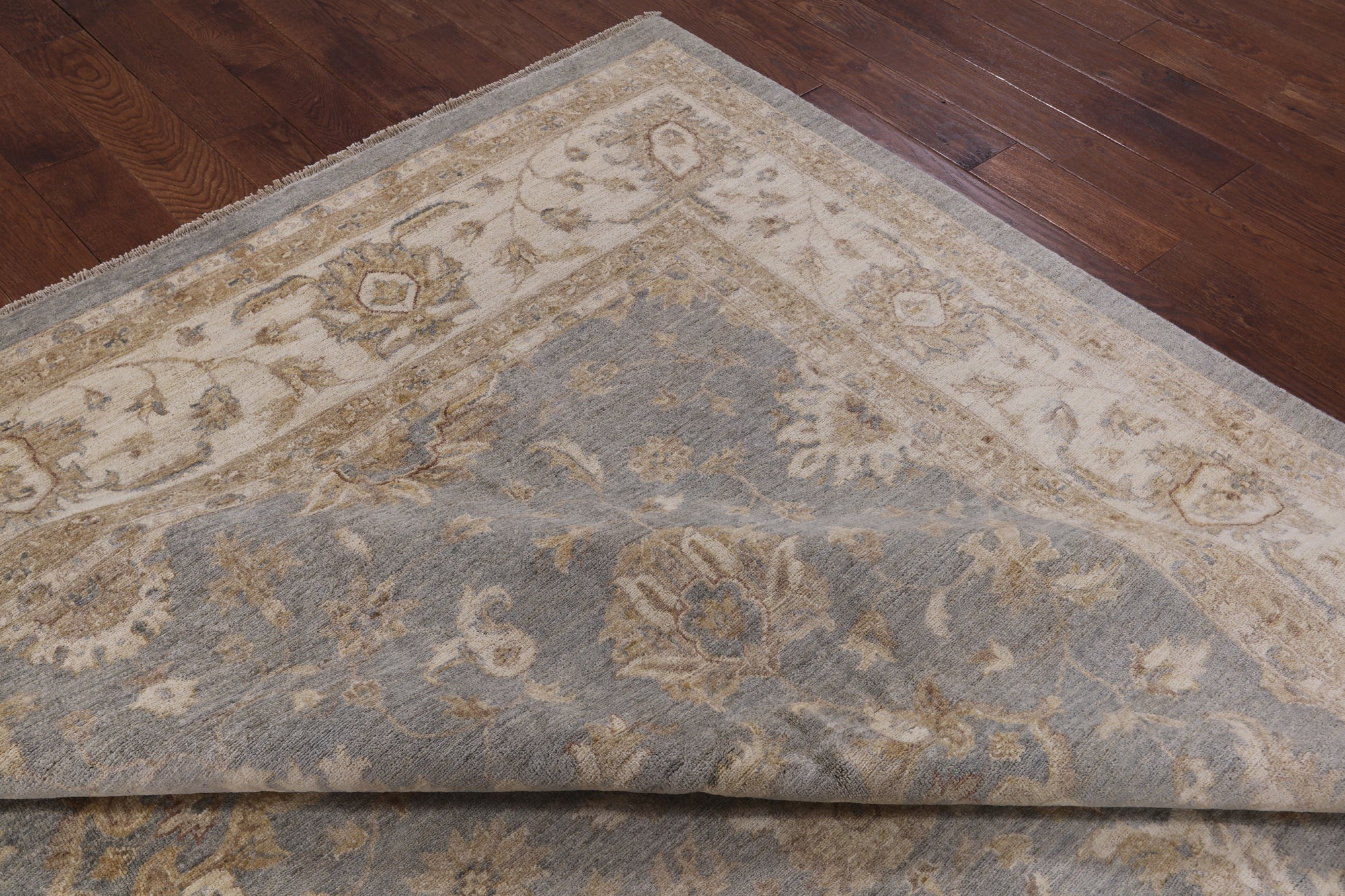 Grey Peshawar Hand Knotted Wool Area Rug - 9' 0" X 12' 0" - Golden Nile