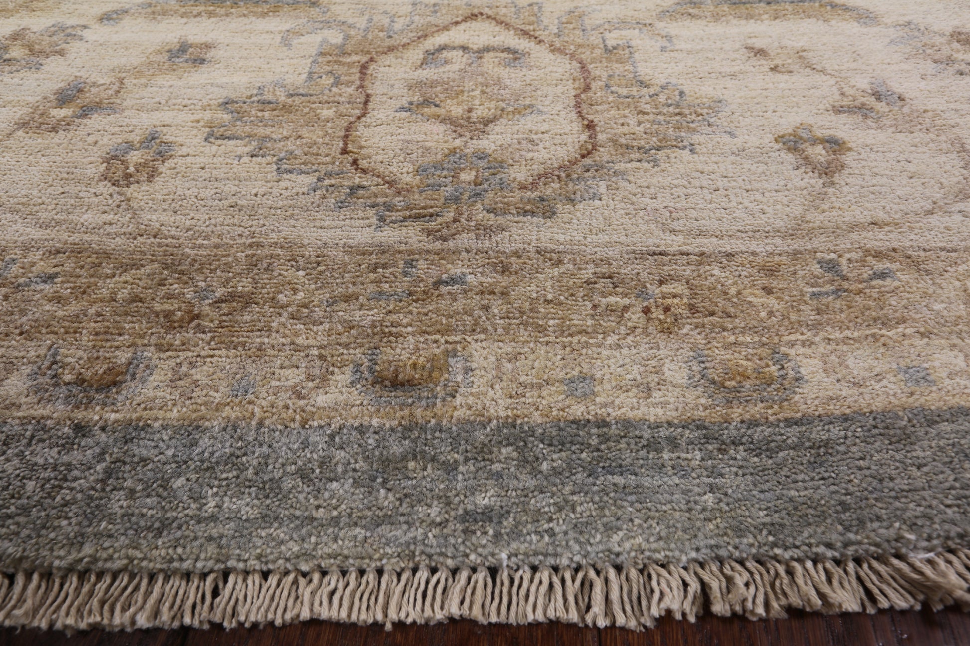 Grey Peshawar Hand Knotted Wool Area Rug - 9' 0" X 12' 0" - Golden Nile