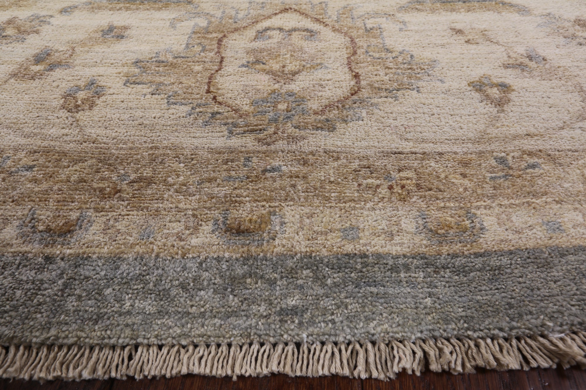 Grey Peshawar Hand Knotted Wool Area Rug - 9' 0" X 12' 0" - Golden Nile