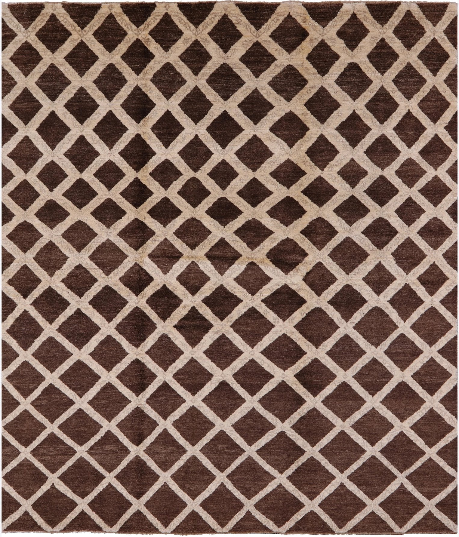 Brown Persian Gabbeh Handmade Wool Rug - 8' 2" X 9' 2" - Golden Nile