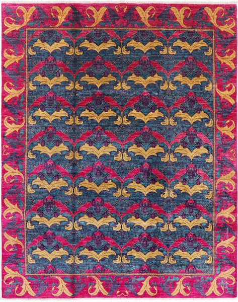 Blue William Morris Handmade Area Rug - 7' 10" X 9' 10" - Golden Nile