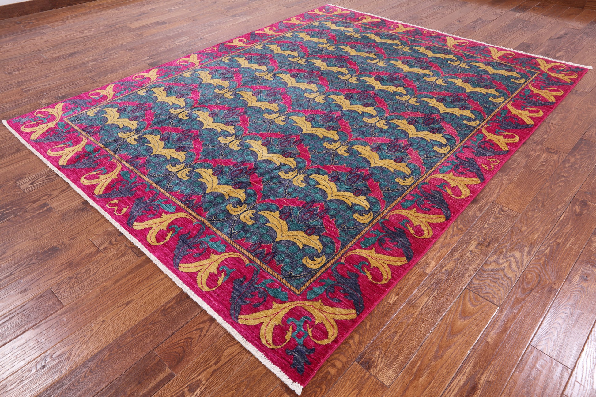 Blue William Morris Handmade Area Rug - 7' 10" X 9' 10" - Golden Nile