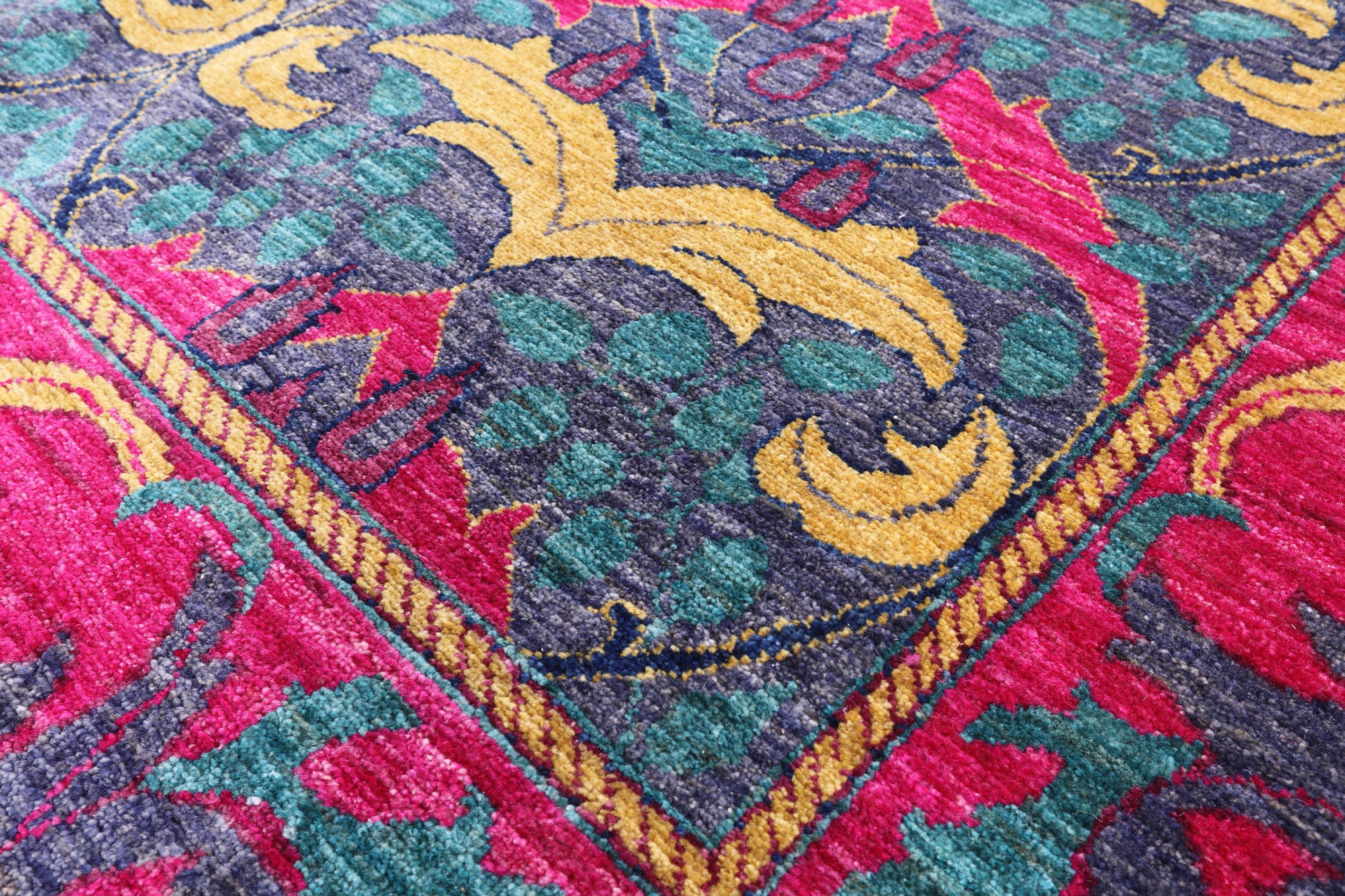 Blue William Morris Handmade Area Rug - 7' 10" X 9' 10" - Golden Nile
