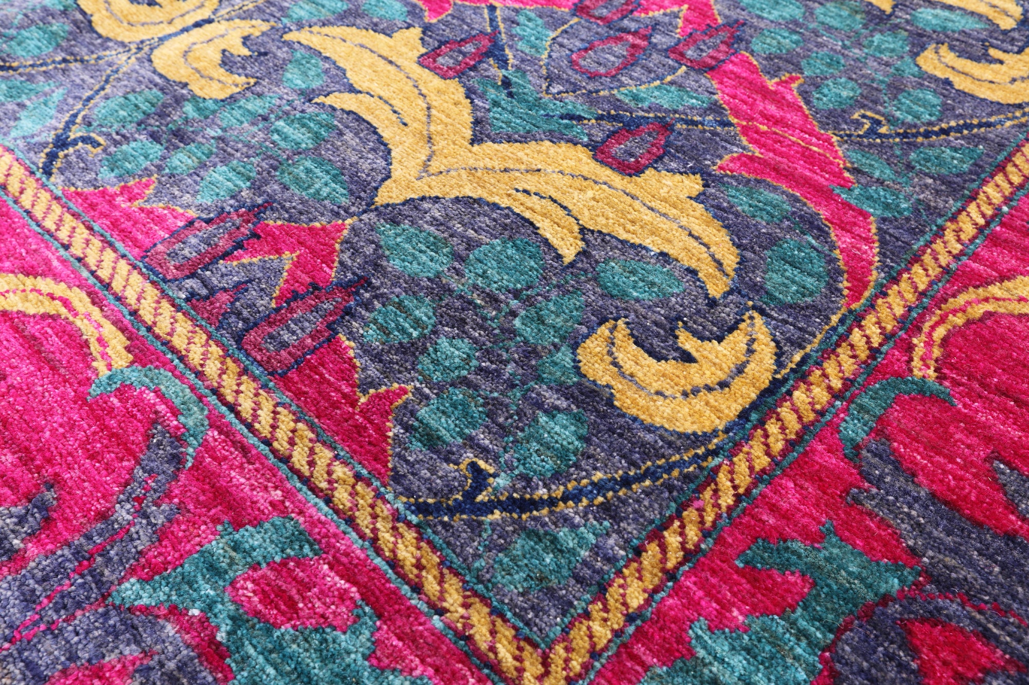 Blue William Morris Handmade Area Rug - 7' 10" X 9' 10" - Golden Nile