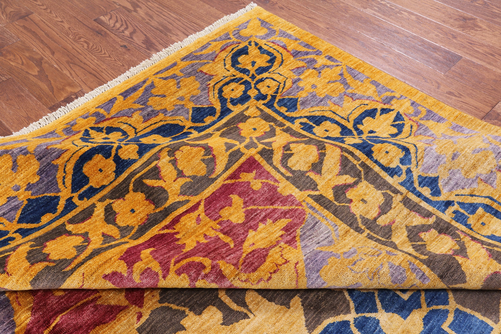 William Morris Handmade Wool Area Rug - 9' 2" X 11' 10" - Golden Nile