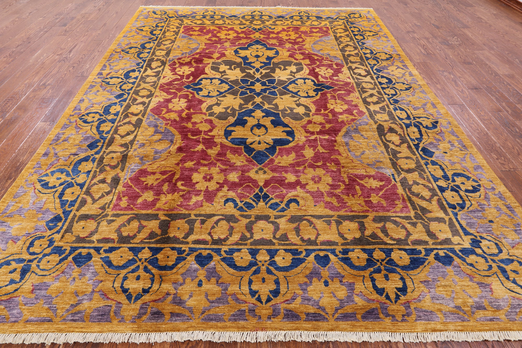 William Morris Handmade Wool Area Rug - 9' 2" X 11' 10" - Golden Nile