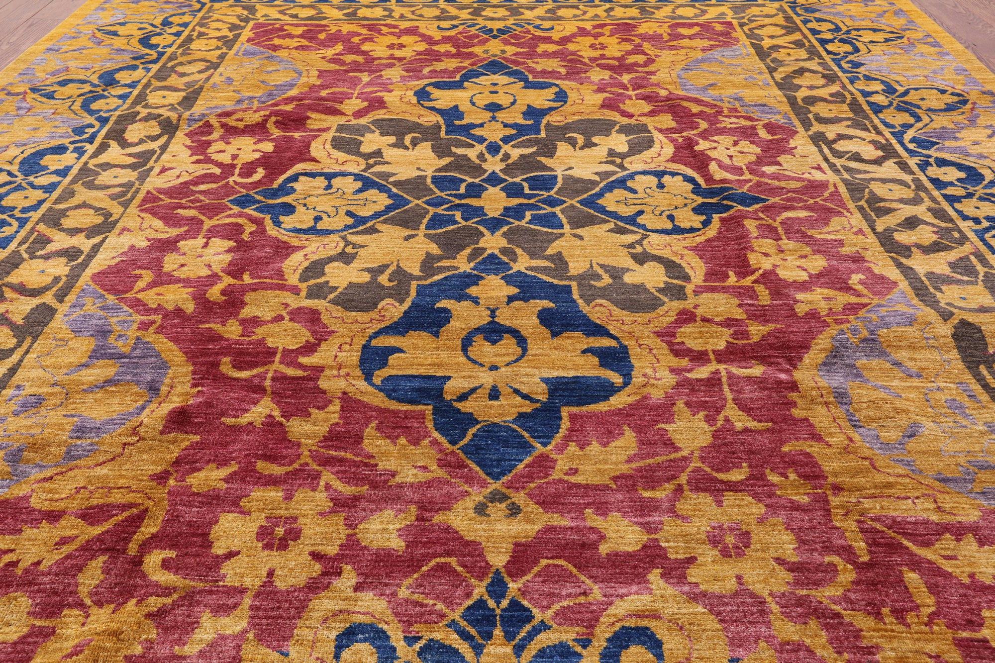 William Morris Handmade Wool Area Rug - 9' 2" X 11' 10" - Golden Nile