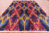 Ikat Hand Knotted Wool Rug - 8' 10" X 11' 9" - Golden Nile