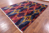 Ikat Hand Knotted Wool Rug - 8' 10" X 11' 9" - Golden Nile