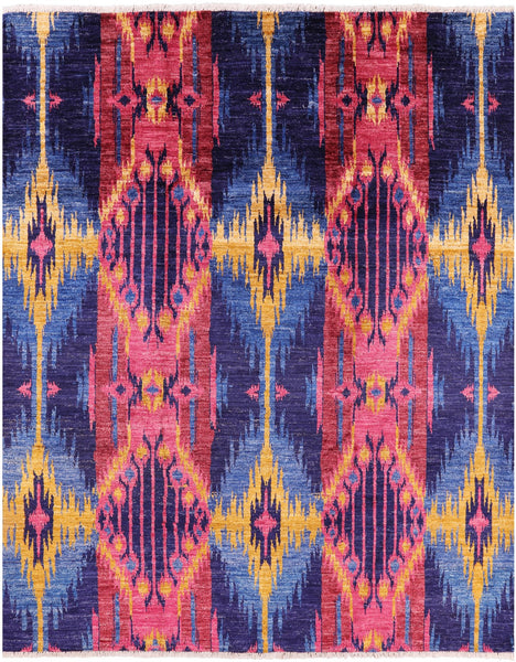 Ikat Handmade Wool Area Rug - 8' 3" X 10' 3" - Golden Nile