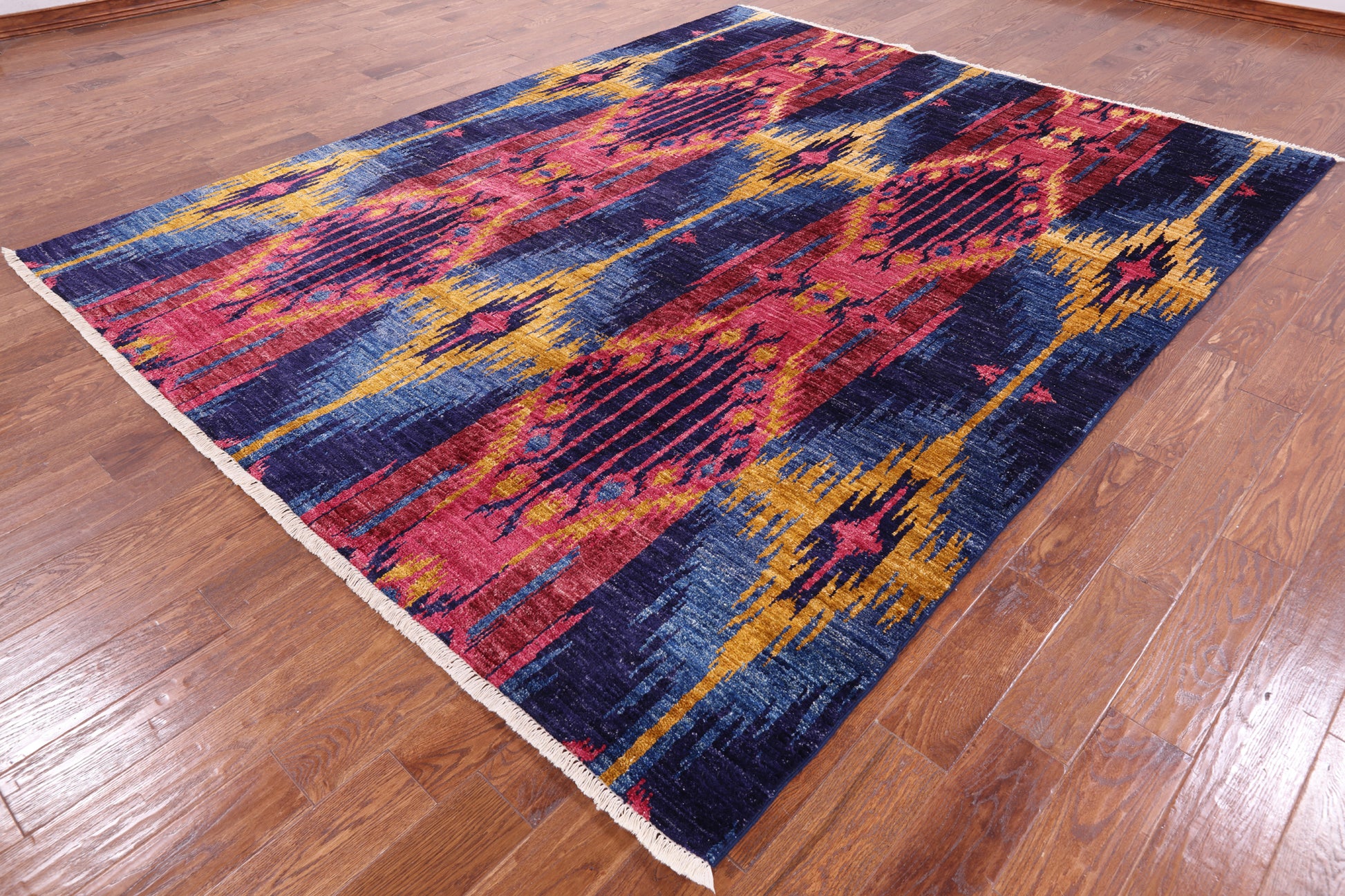 Ikat Handmade Wool Area Rug - 8' 3" X 10' 3" - Golden Nile