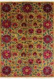 William Morris Handmade Wool Area Rug - 6' 2" X 8' 9'' - Golden Nile
