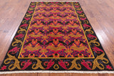 Pink William Morris Hand Knotted Wool Area Rug - 6' 3" X 9' 0" - Golden Nile