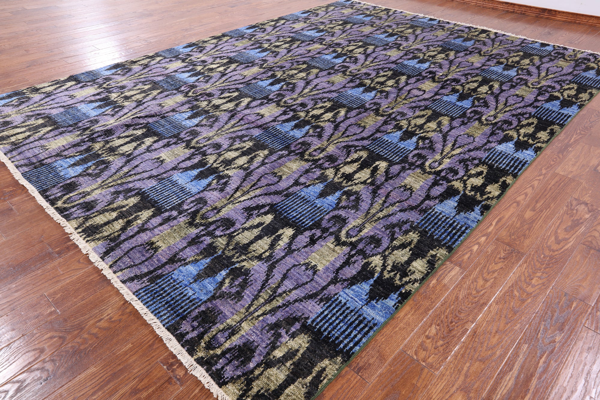 Ikat Handmade Wool Area Rug - 9' 1" X 12' 5" - Golden Nile