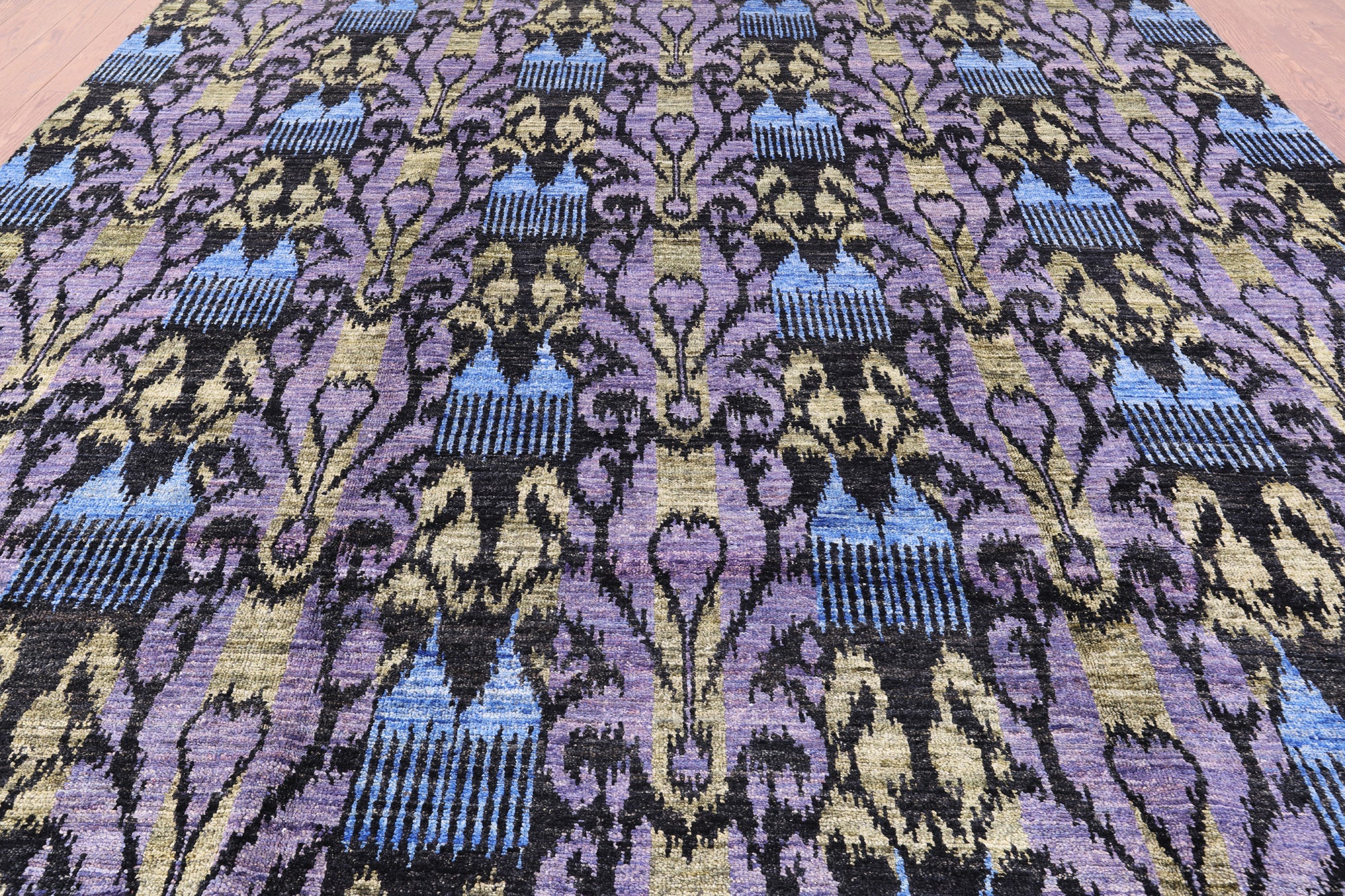 Ikat Handmade Wool Area Rug - 9' 1" X 12' 5" - Golden Nile