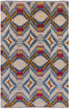 Ivory Ikat Handmade Wool Area Rug - 6' 1" X 9' 3" - Golden Nile