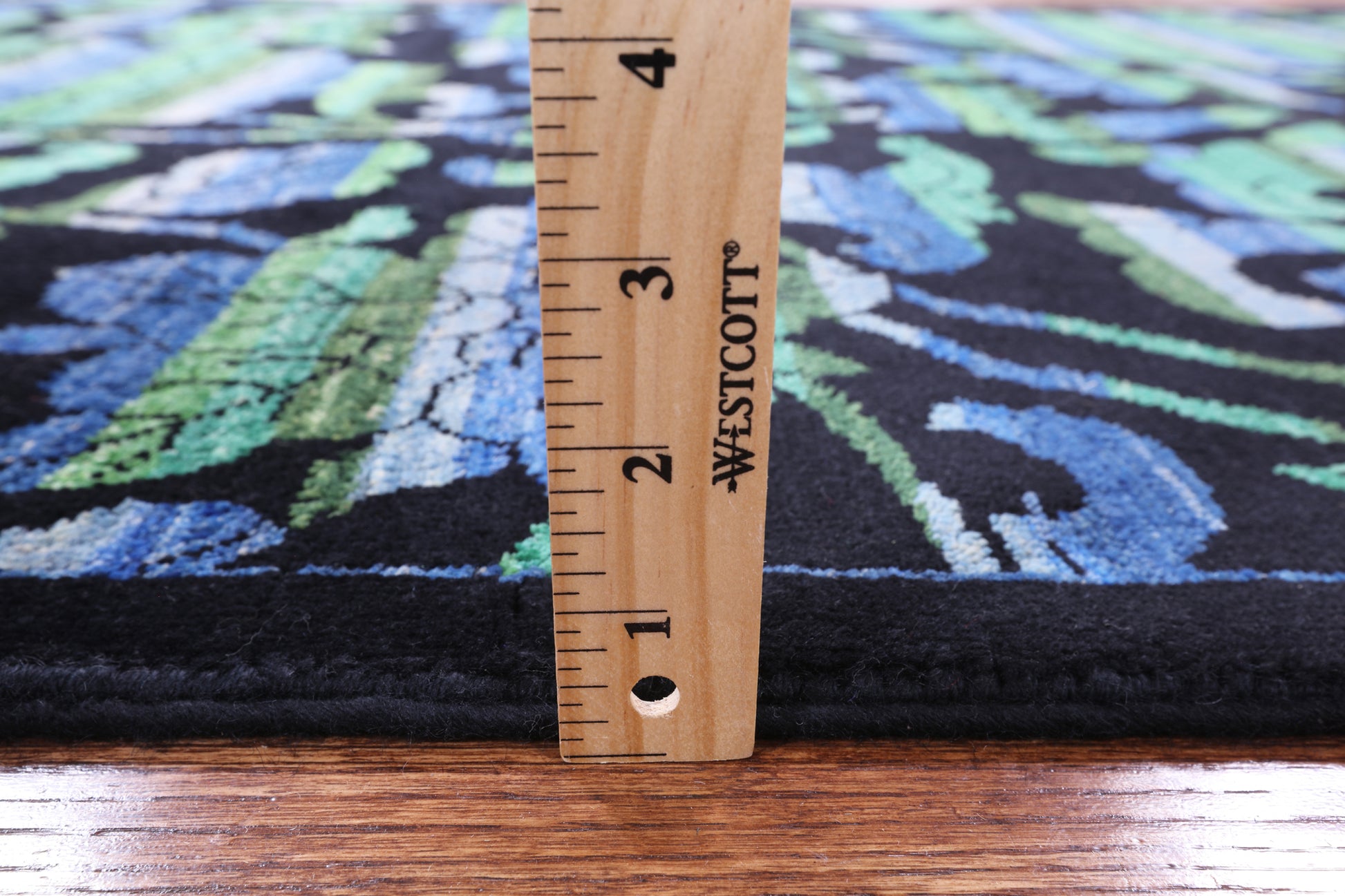 Black William Morris Rose Garden Handmade Wool Area Rug - 4' 1" X 6' 2" - Golden Nile