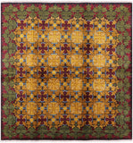 Square William Morris Handmade Wool Rug - 8' 2" X 8' 3" - Golden Nile