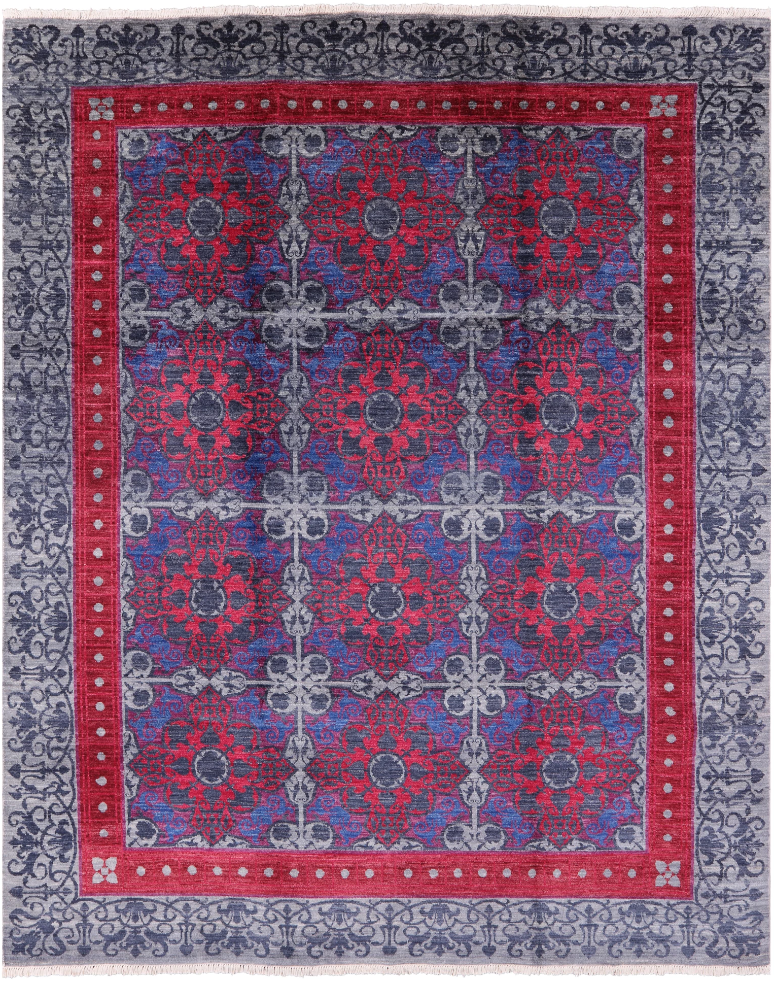 William Morris Hand Knotted Wool Area Rug - 8' 3" X 10' 1" - Golden Nile