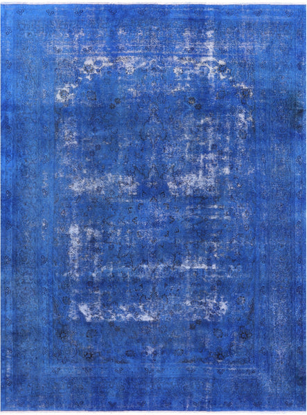 Blue Persian Overdyed Handmade Wool Area Rug - 9' 6" X 12' 8" - Golden Nile