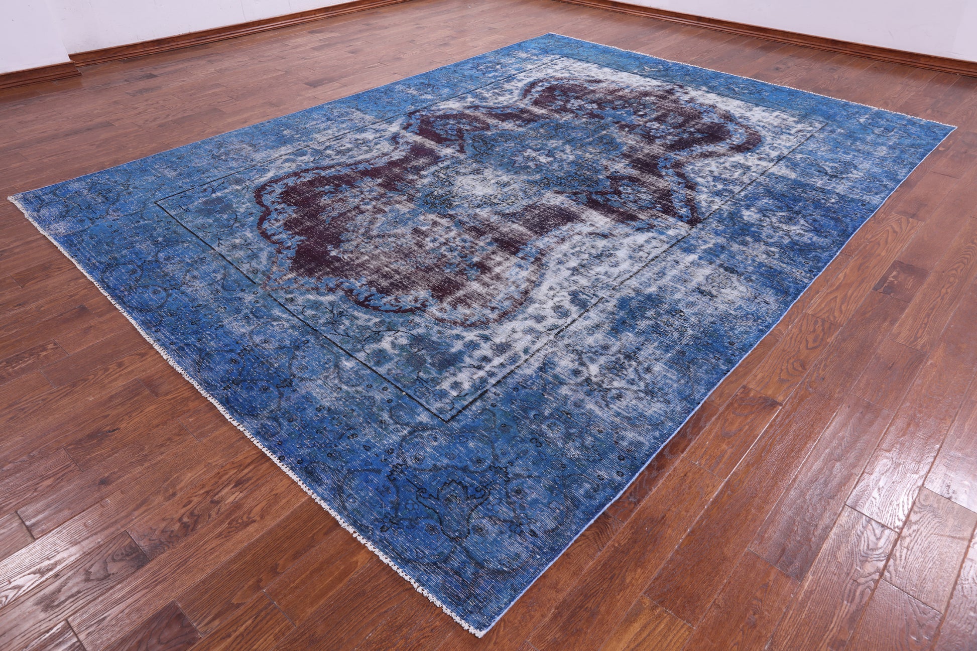 Blue Persian Overdyed Handmade Area Rug - 9' 5" X 12' 10" - Golden Nile
