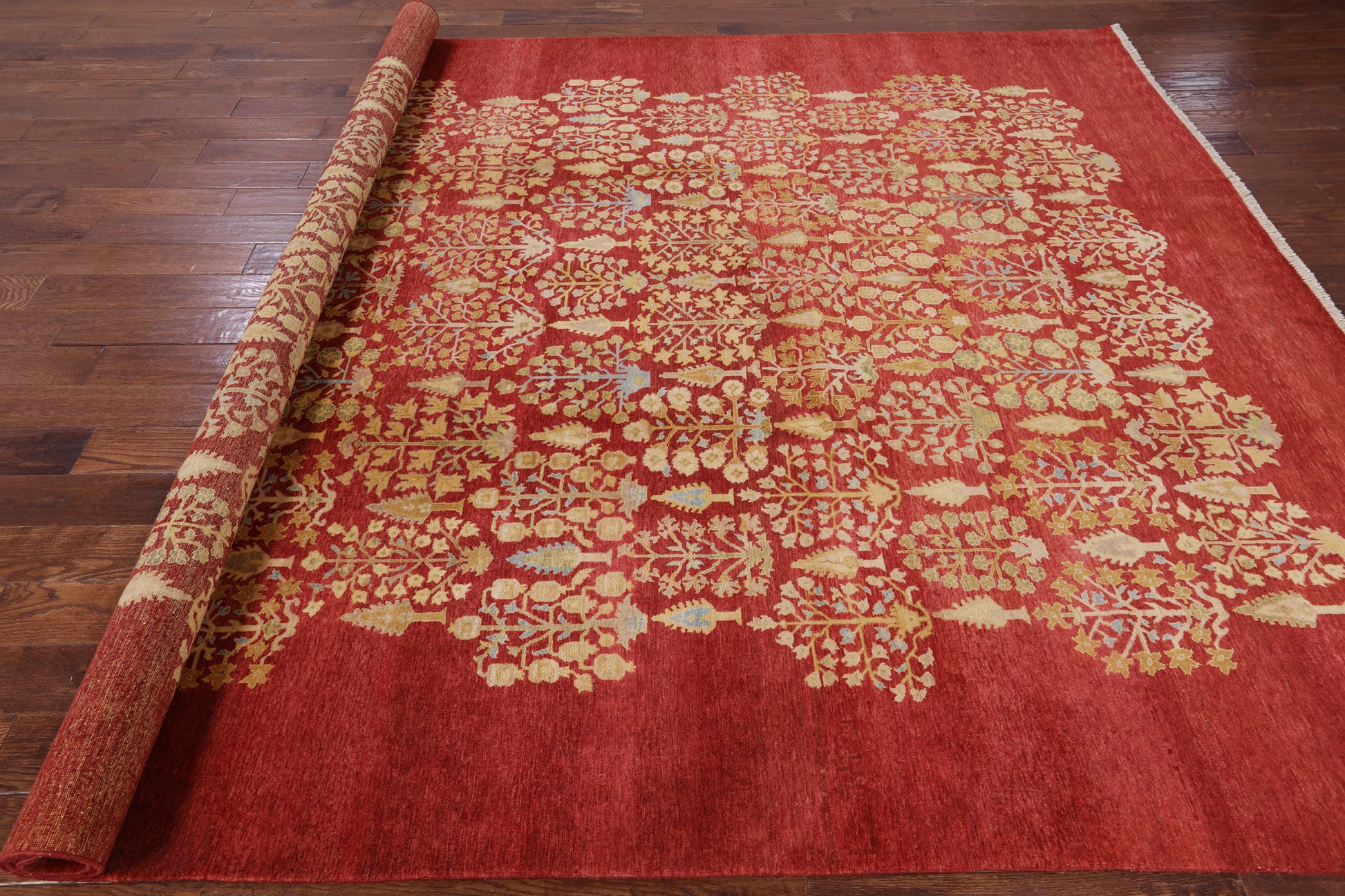 Red Persian Ziegler Hand Knotted Wool Rug - 8' 10" X 12' 2" - Golden Nile