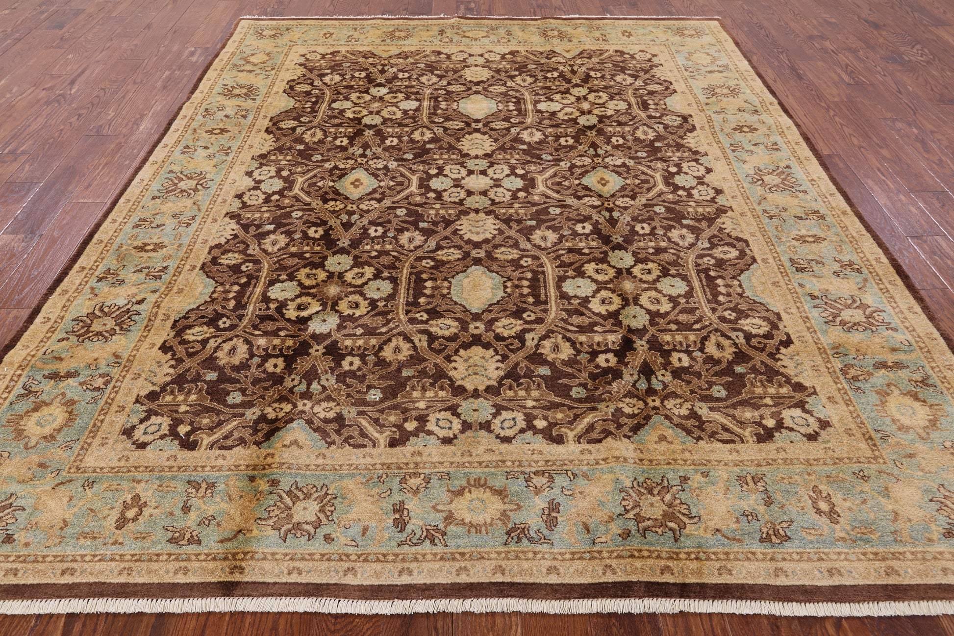 Brown Peshawar Hand Knotted Area Rug - 8' 2" X 9' 10" - Golden Nile