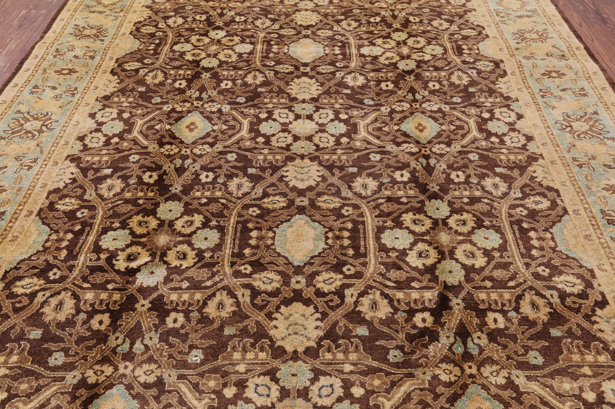 Brown Peshawar Hand Knotted Area Rug - 8' 2" X 9' 10" - Golden Nile