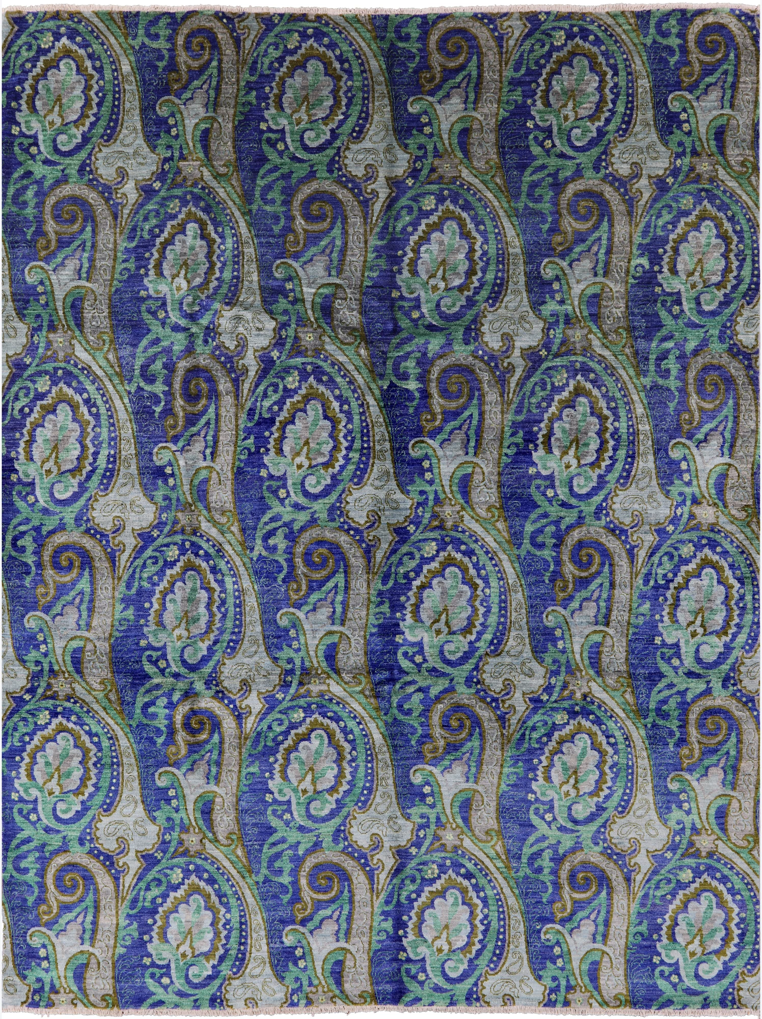 William Morris Hand Knotted Wool Area Rug - 9' 1" X 11' 10" - Golden Nile