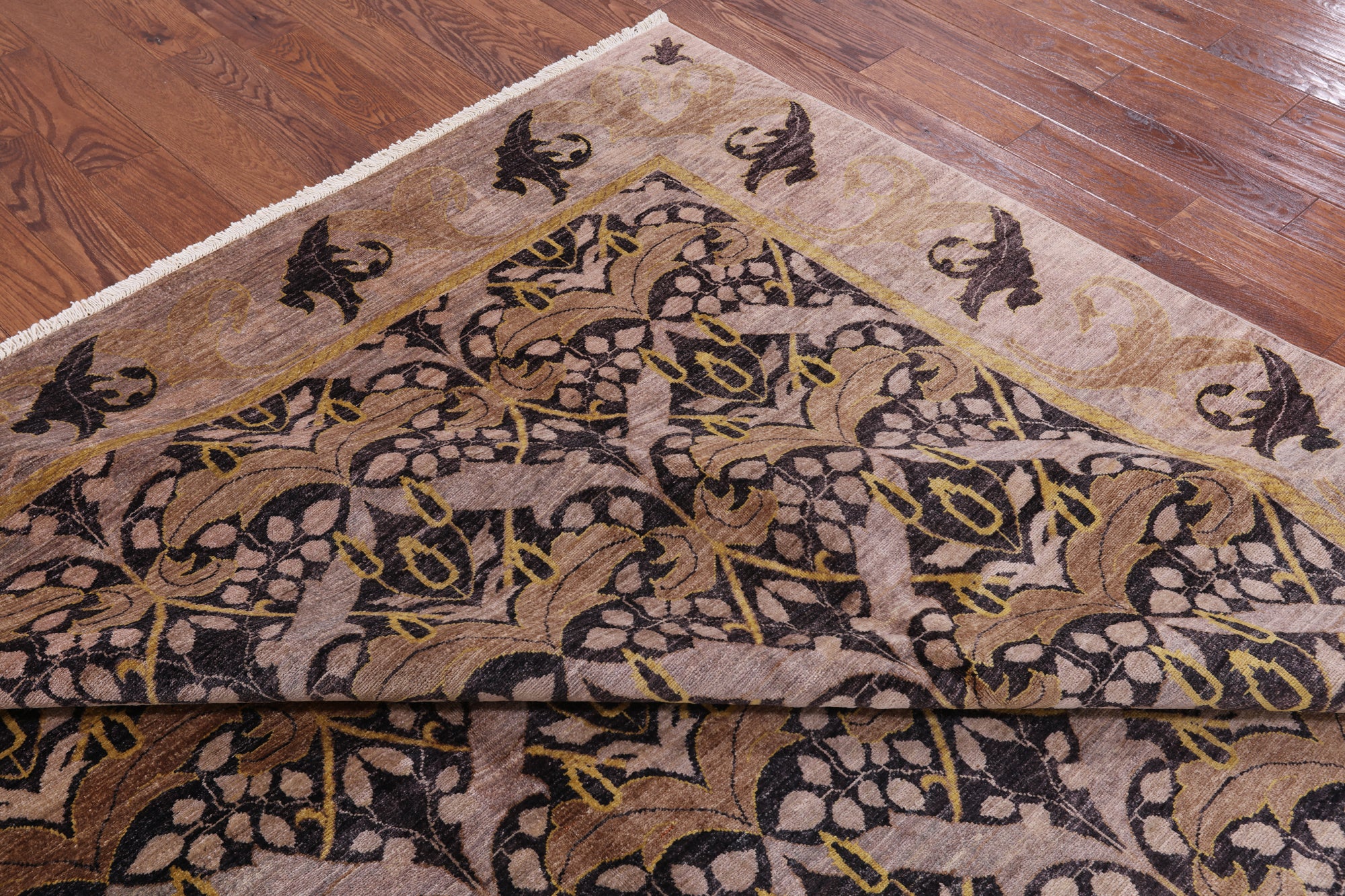 William Morris Handmade Wool Area Rug - 9' 1" X 12' 6" - Golden Nile