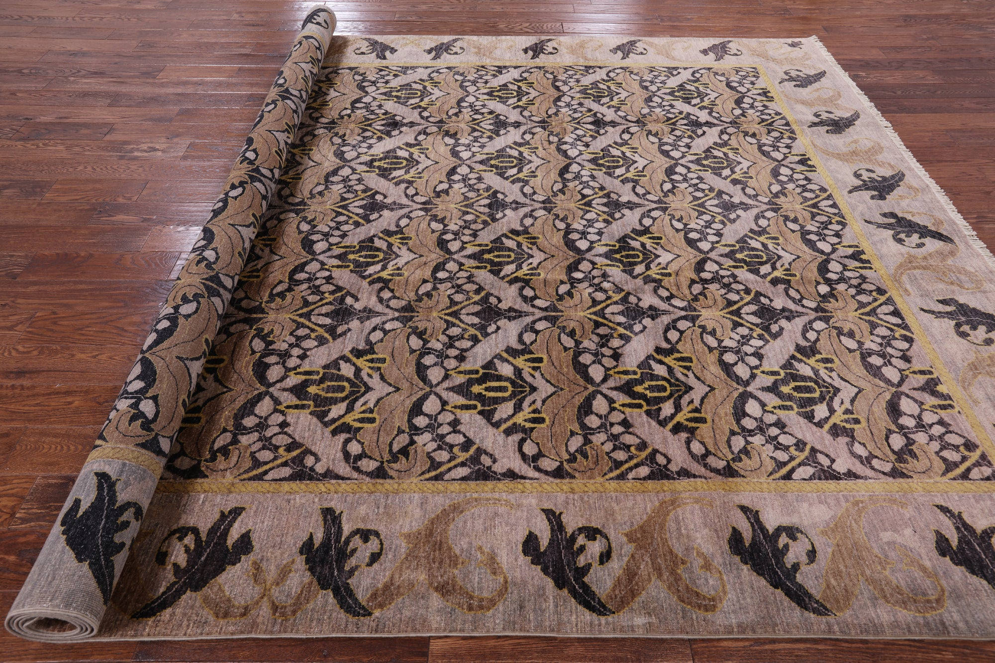 William Morris Handmade Wool Area Rug - 9' 1" X 12' 6" - Golden Nile