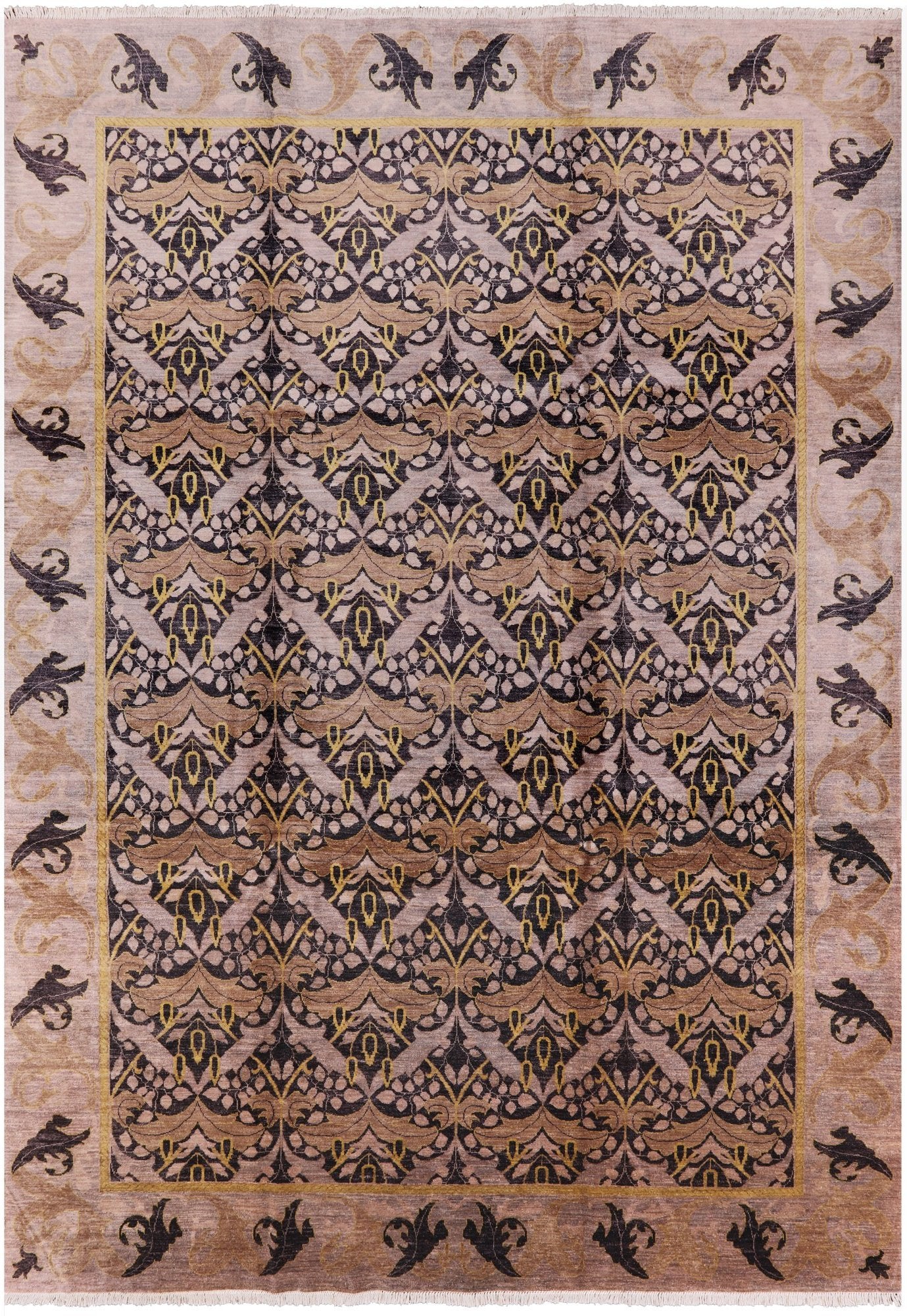 William Morris Handmade Wool Area Rug - 9' 1" X 12' 6" - Golden Nile