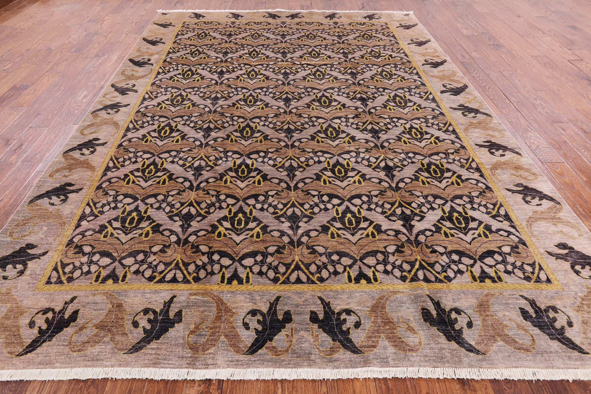 William Morris Handmade Wool Area Rug - 9' 1" X 12' 6" - Golden Nile
