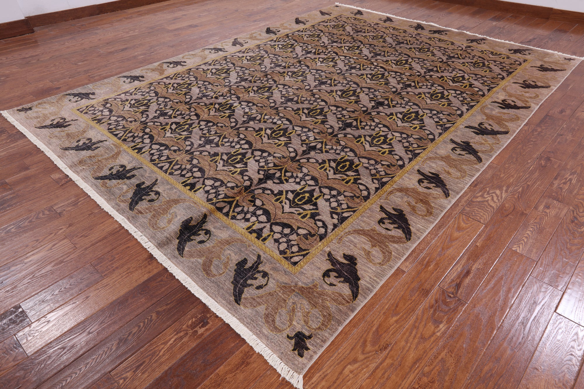 William Morris Handmade Wool Area Rug - 9' 1" X 12' 6" - Golden Nile