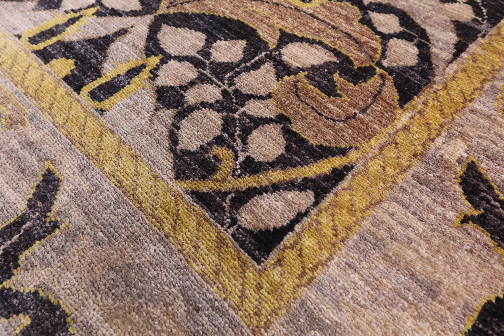 William Morris Handmade Wool Area Rug - 9' 1" X 12' 6" - Golden Nile