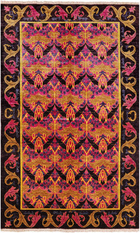 Pink William Morris Hand Knotted Area Rug - 6' 2