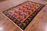 Pink William Morris Hand Knotted Area Rug - 6' 2" X 9' 9" - Golden Nile