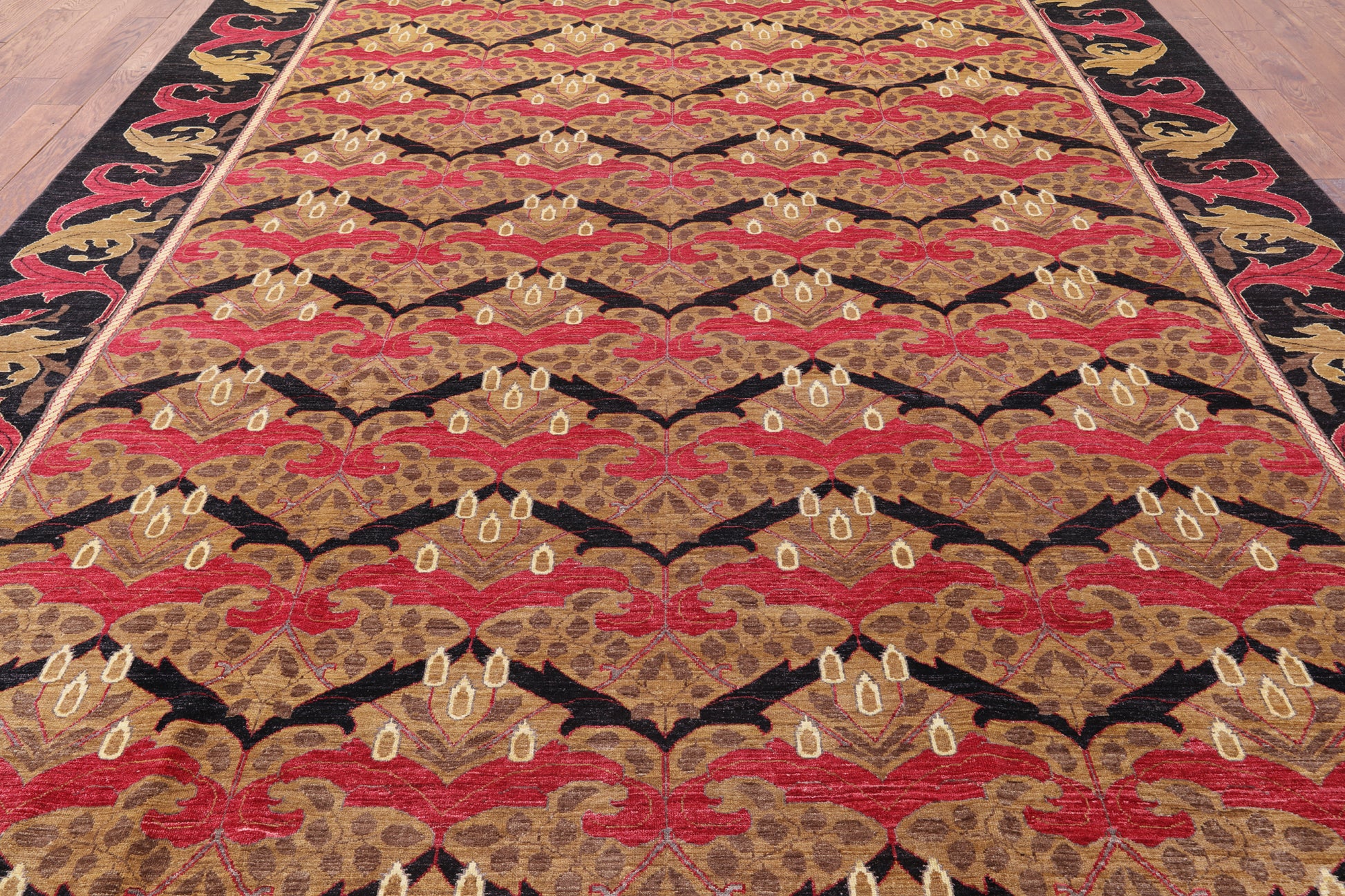 William Morris Hand Knotted Wool Area Rug - 9' 10" X 13' 4" - Golden Nile