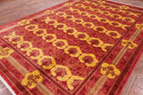 Red William Morris Handmade Wool Area Rug - 8' 10" X 12' 5" - Golden Nile
