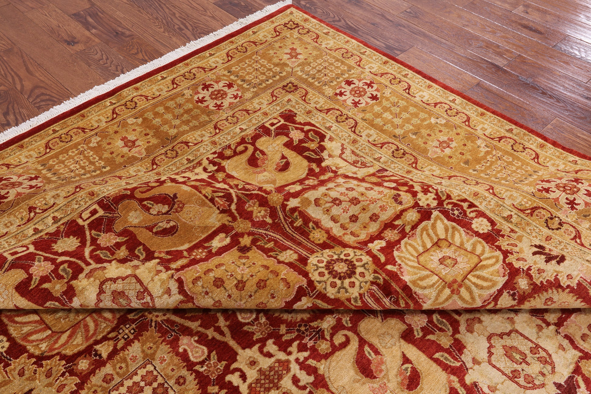 Red Peshawar Handmade Wool Area Rug - 9' 1" X 12' 6" - Golden Nile